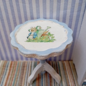 Dollhouse miniature Peter rabbit 1:12 scale.Dollhouse table.shabby chic minitable Hunca munca. Dollhouse furniture.Beatrix potter miniatures