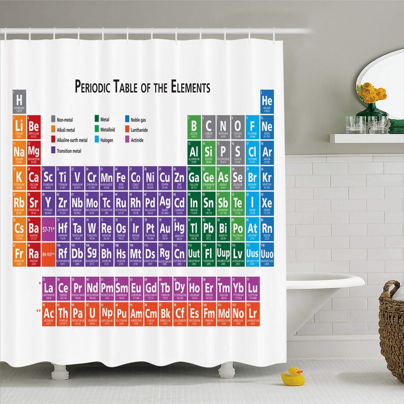 School Shower Curtain Periodic Table Of Elements Design Etsy
