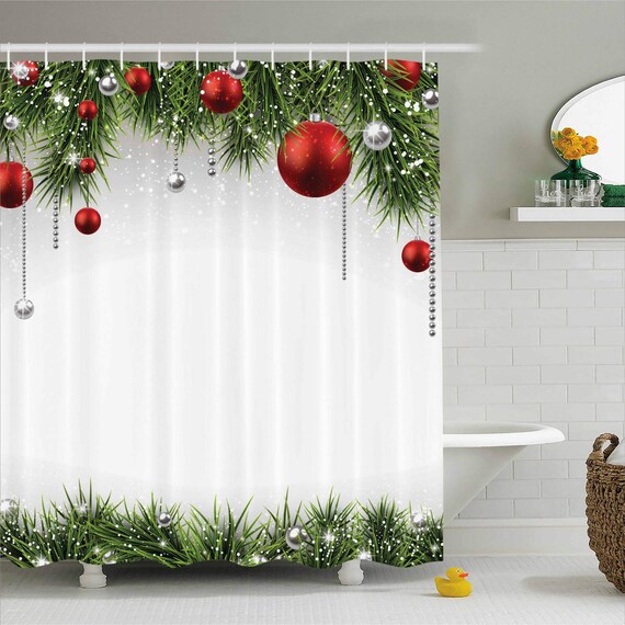 Christmas Shower Curtain Classical Christmas Ornaments And Etsy