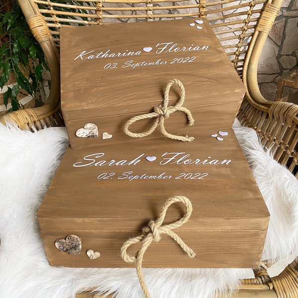 Hochzeitsgeschenk, Erinnerungsbox, Aufbewahrungsbox, Personalisiert, Hochzeit, Holzkiste, Kartenbox, Glückwunschkarten