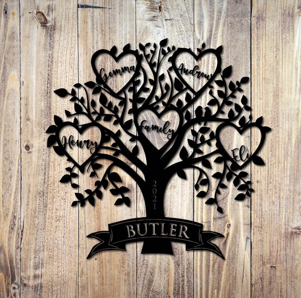 Custom Metal Family Tree Wall Art Personalised Family Tree | Etsy