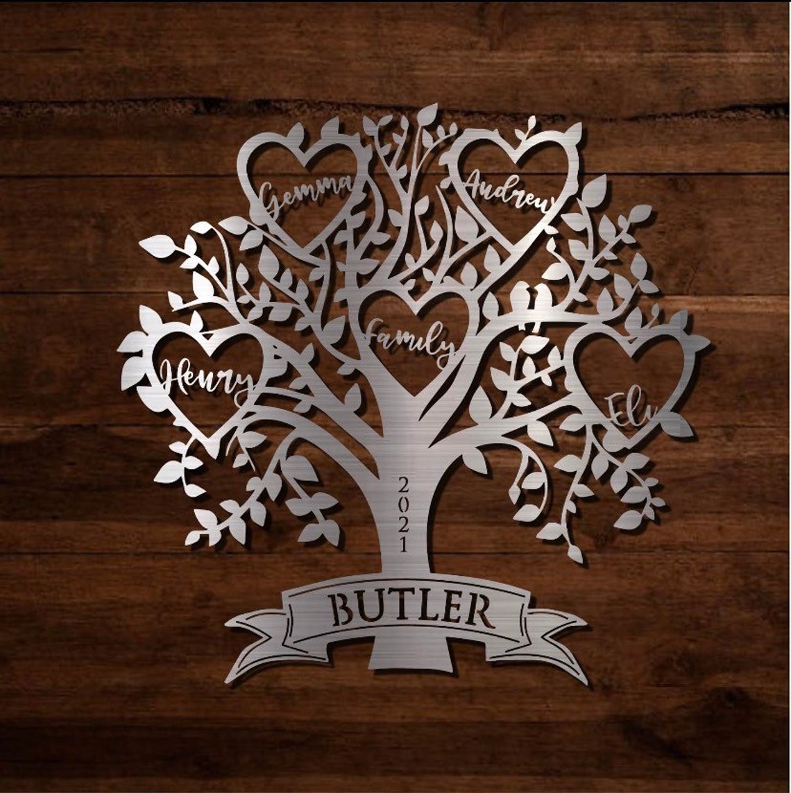 Custom Metal Family Tree Wall Art Personalised Family Tree | Etsy