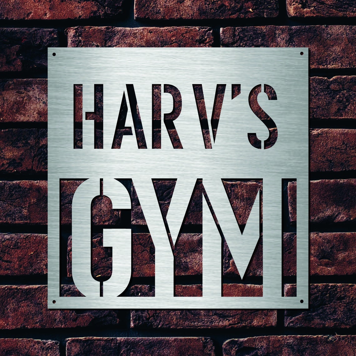 Custom Laser cut Metal Square Gym Sign Custom Gym Design Etsy