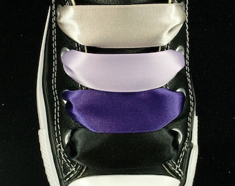 Shoelace Pair - 25mm Purples Satin Ribbon