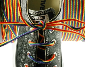 Shoelace Pair - 6mm Rainbow Oval shoelaces
