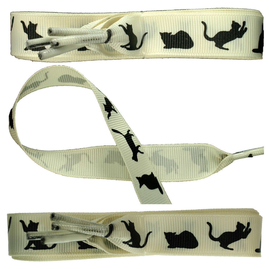 TZ Laces® Flat 15mm Cat Ribbon Shoelaces for Fashion Trainers Etsy