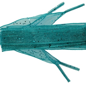 Par de cordones - Elegantes cordones de cinta brillante - Organza con alambre de 15 mm para calzado de moda - Turquesa