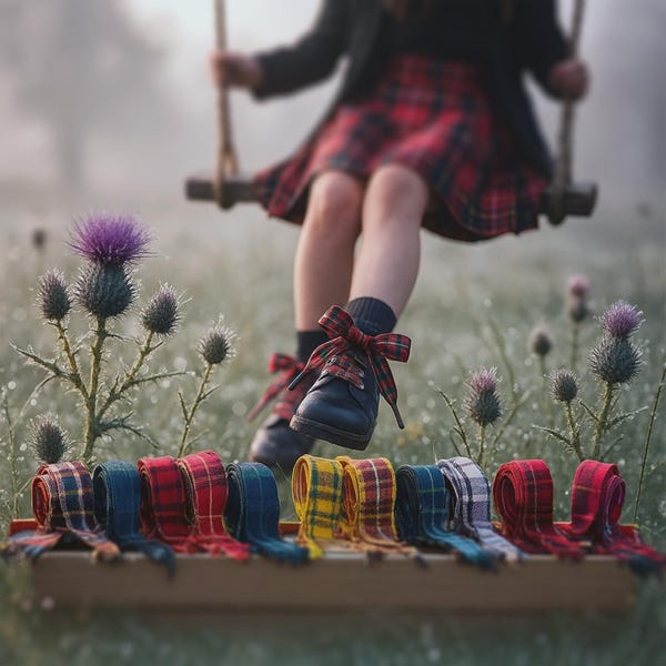 Par de cordones de tartán escocés: cordones de cinta de 16 mm para zapatillas y botas