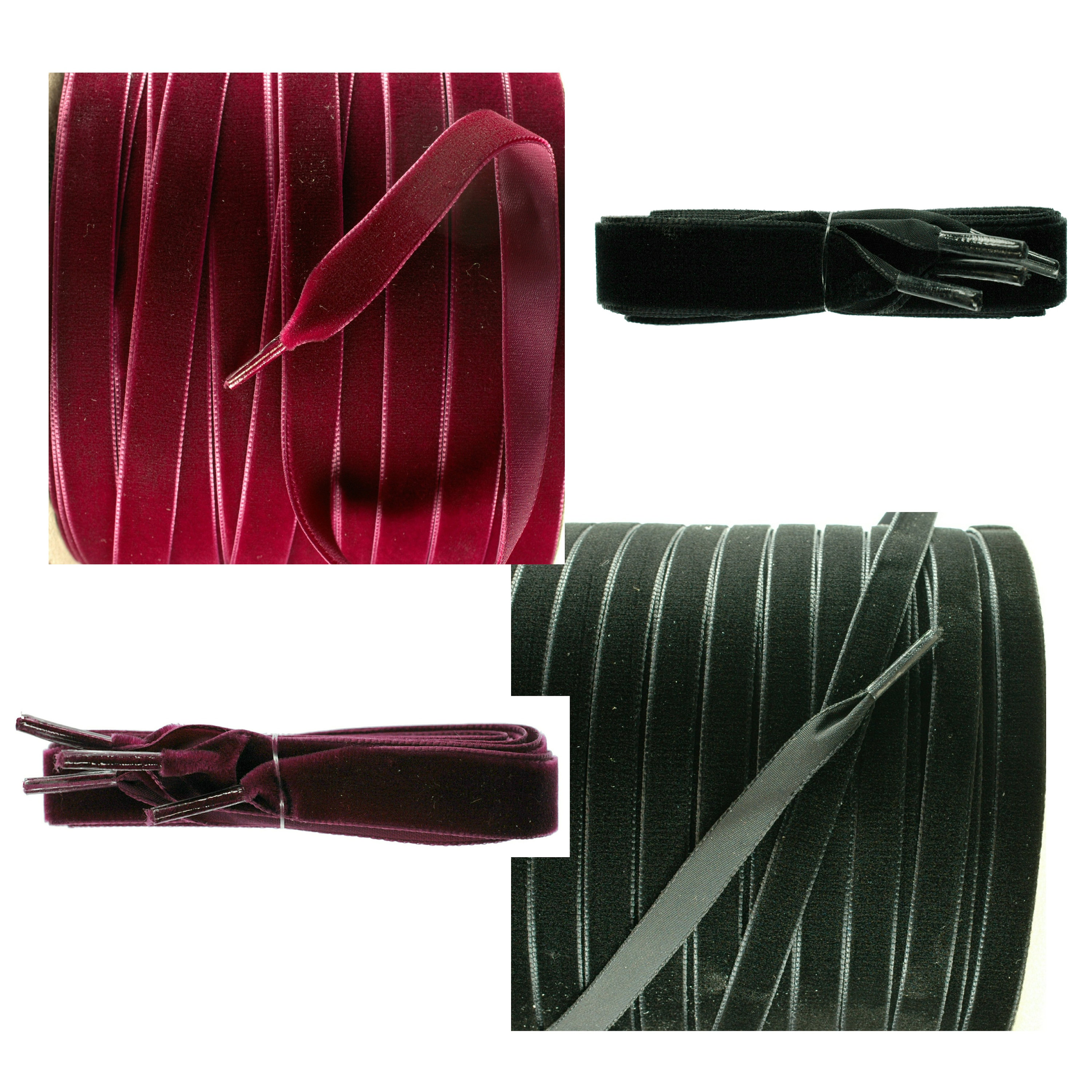 TZ Laces® Black & Burgundy 15mm Velvet Ribbon Shoelaces Etsy UK