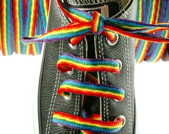 10mm Rainbow Flat Shoelaces