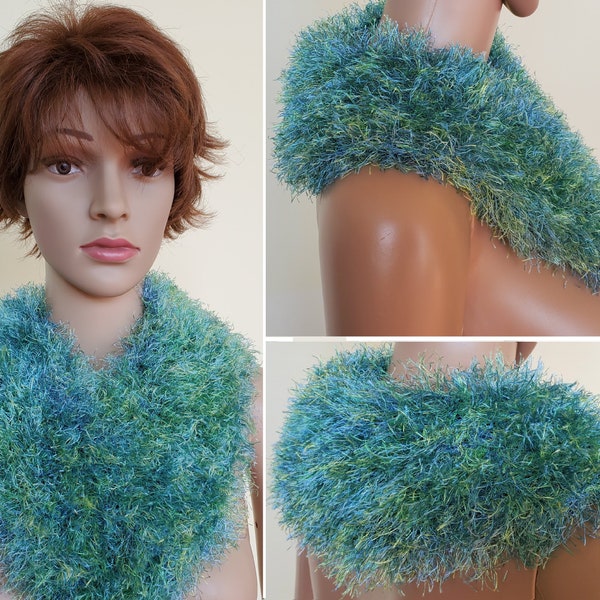 Cowl / Neck / shoulder Warmer – Crochet Eyelash yarn