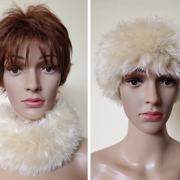 Cowl / Headband - Crochet Faux Fur