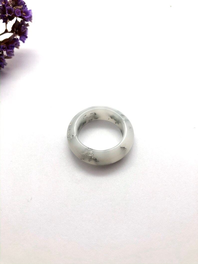 White and silver resin ring stackable