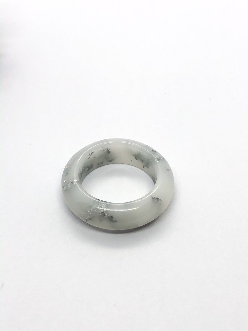 White and silver resin ring stackable
