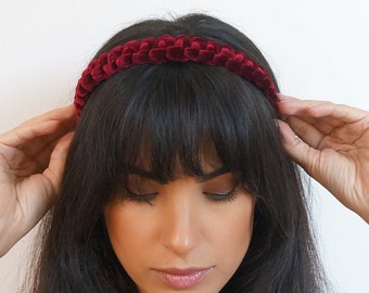 Handcrafted Knotted Velvet Hairband in Rich Jewel Tones, Velvet Headband, Narrow Velvet Hairband, Gifts For Her, Designer Headband, Headband