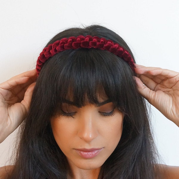 Handcrafted Knotted Velvet Hairband in Rich Jewel Tones, Velvet Headband, Narrow Velvet Hairband, Gifts For Her, Designer Headband, Headband
