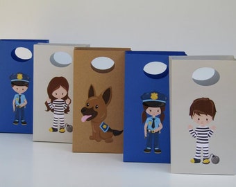 Police Boys and Girls Birthday Party Favor Treat Gift Mini Cotton Totes Bags Children Kids Police Birthday Party Decor