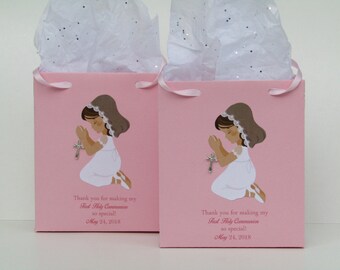10 Personalized First Communion Girl Favor Bag Set-Holy Communion Girl Favor Bag-First Communion Girl Favor Bags-1st Girl Communion Favors