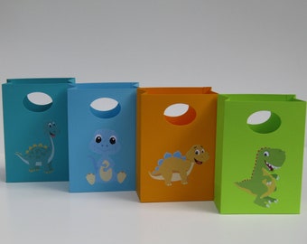 12 Dinosaur Party Favor Bag - Candy /Treat Bag – Dinosaur Goody/Gift Bag – First Birthday Party Bag - Dinosaur Birthday Favor - Dinosaur Bag