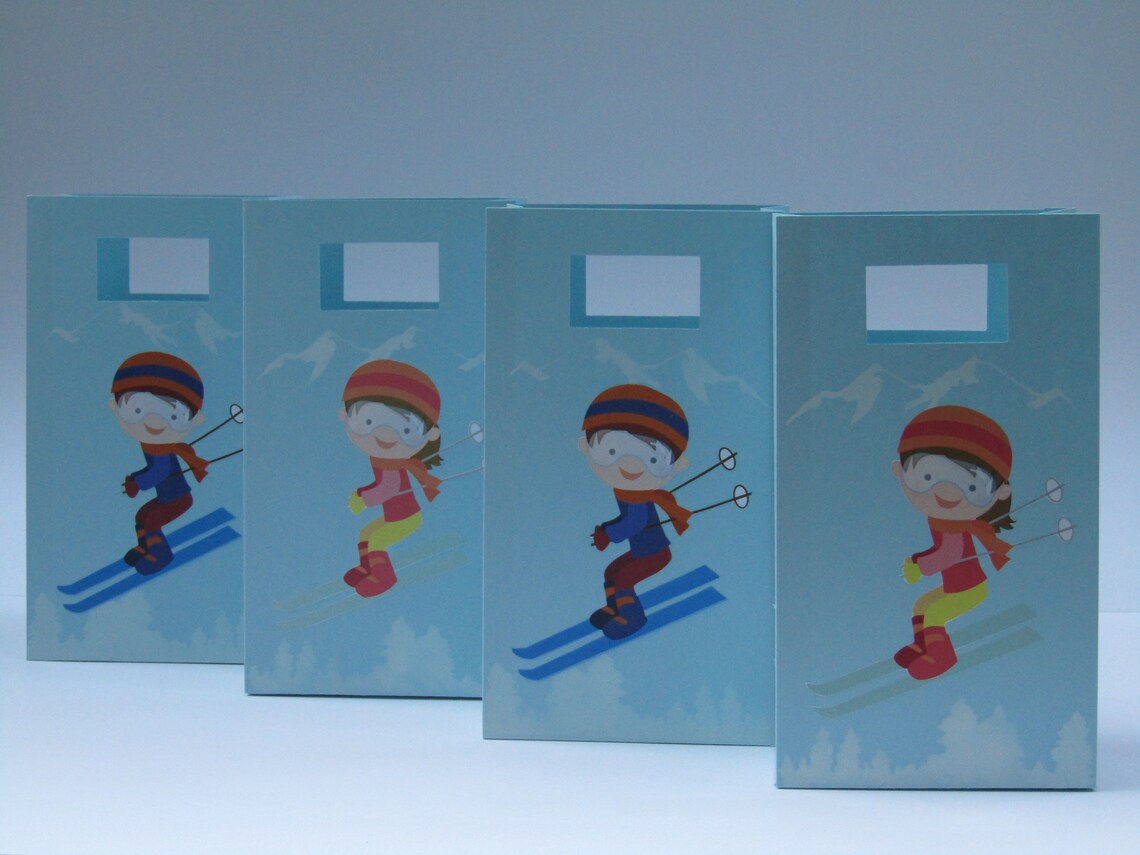 12 Girls/boys Ski Party Favor Bags Ski Party Theme Ski Etsy