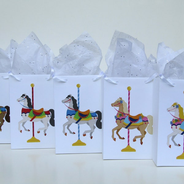 10 Carousel Horse Favor Bags - Carousel Party Favors - Carousel Birthday Favor Bag - Carousel Goody Bag – Carousel Party Treat Bag