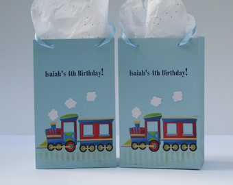 10 Train Party Favor Bag - Train Treat Bag - Train Birthday Party - Train Goody/Gift Bag - Train Classroom Favor Bag - Train Party Bag