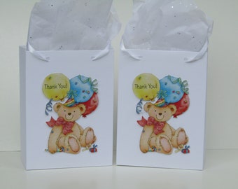 10 Teddy Bear Party Favor Bags - 1st Birthday Party - Girl/Boy Baby Shower Bag - Candy Bag - Bear Treat Bag - Bear Goody Bag