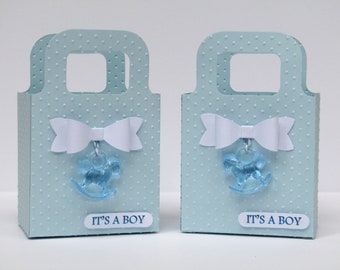 12 Blue Boy Baby Shower Rocking Horse Favor Bag / Candy Bags/Goody Bags - My Little Man - 1st Birthday Favor Bags - Unique Baby Shower