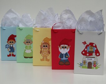 10 Gnome Party Favor Bag-Fairy Garden Favors-Gnome Party Favor Bag-Gnome Birthday Bag-Fairy Party-Woodland Theme Party-Garden Theme Party