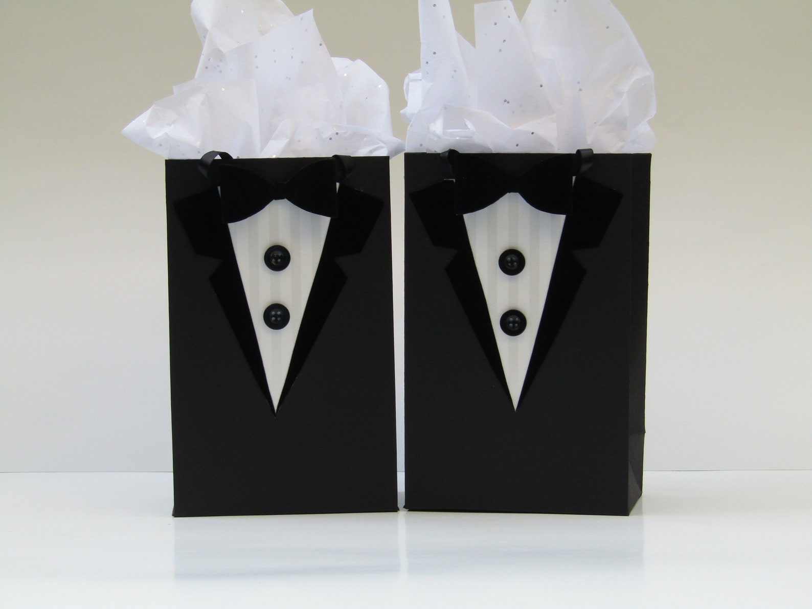 6 Black Tuxedo Gift Bagsgroomsmen Gift Bagstuxedo Bachelor Etsy