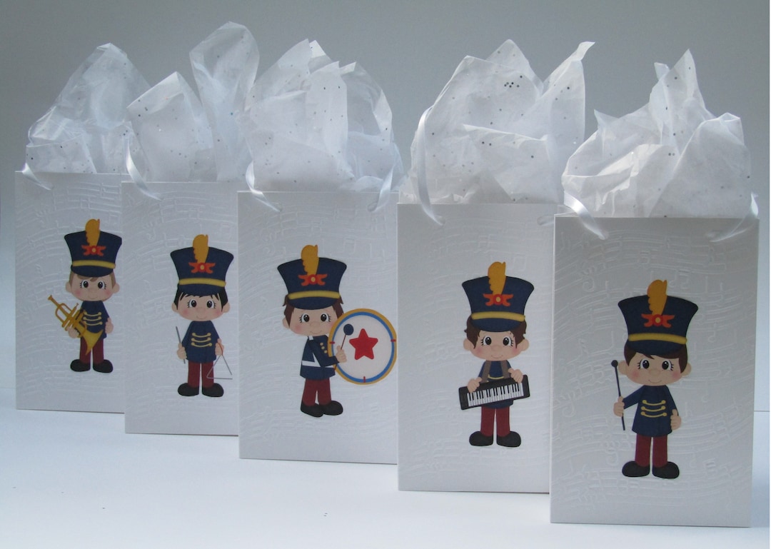 10 Marching Band Birthday Party Favor Bag, Music Notes Embossed Favor