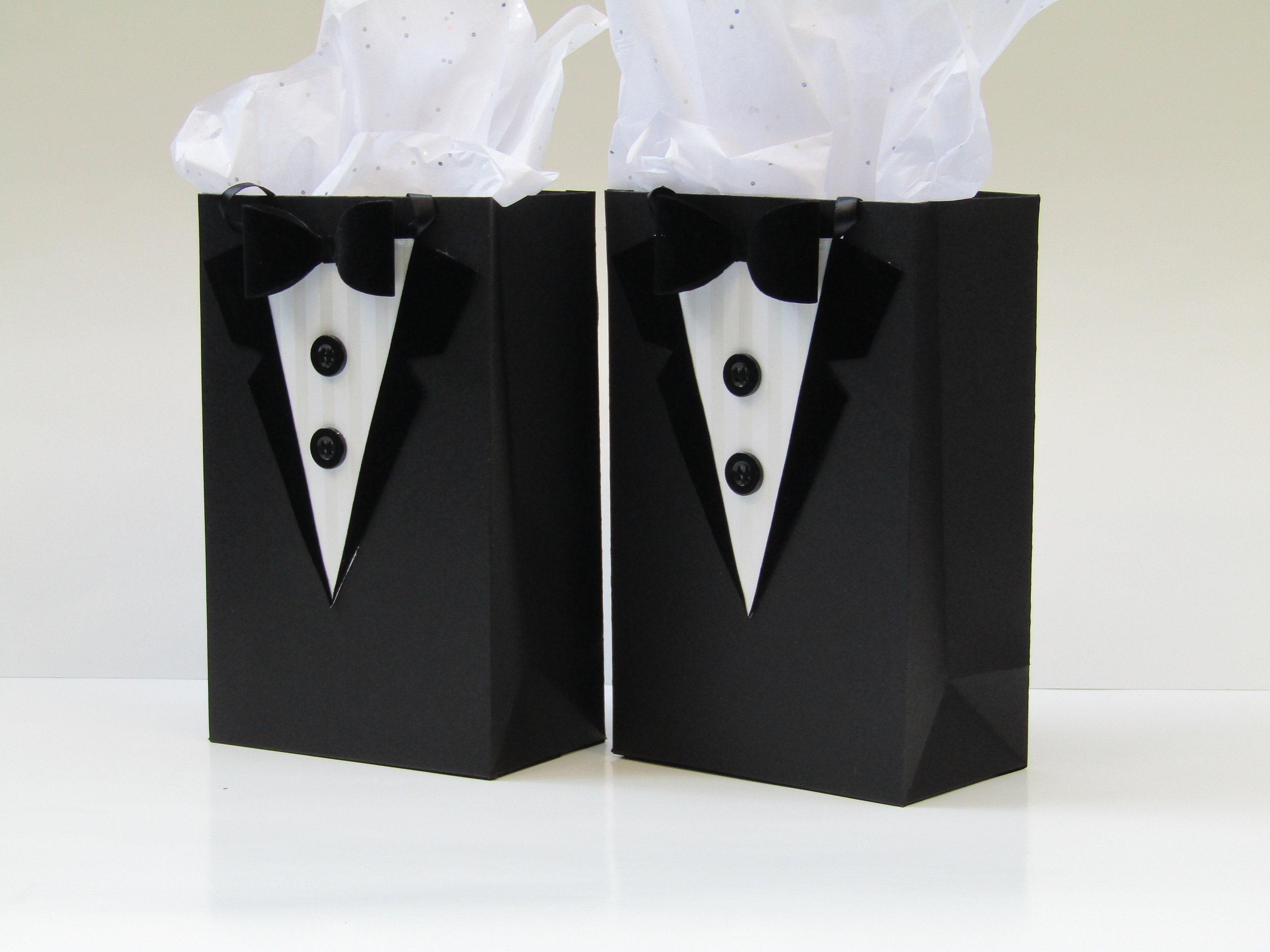 6 Black Tuxedo Gift Bags for Groomsman Tuxedo Bachelor Party Etsy