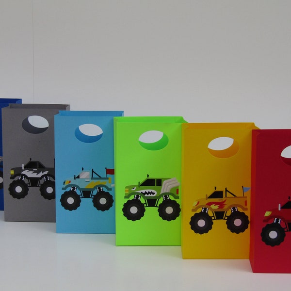 12 Monster Truck Party Favor Bag - Truck Candy Bag/Treat Bag – Monster Truck Birthday Party Bag – Monster Truck Favor Bag- Truck Gift Bag