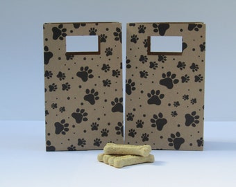 10 Kraft Brown Paw Print Dog Treat Bag- Brown Paper Bags-Bone Treat Bags-Dog Gift Bag-Paw Print Favor Bag-Dog Birthday Party-Dog Adoption