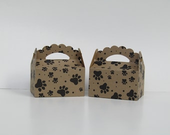 10 Kraft Brown Dog Treat Bag- Brown Paper Bags-Bone Treat Bags-Dog Gift Bag-Paw Print Favor Bag-Dog Birthday Party-Dog Adoption