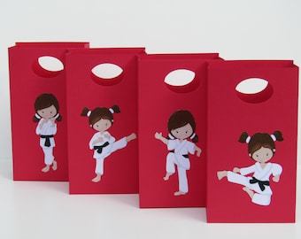 12 Girls Karate Party Favor Bag,Candy/Treat Bag,Martial Arts Birthday Party,Tae Kwon Do Goody Bag,Martial Arts Gift Bag,Classroom Favor Bag
