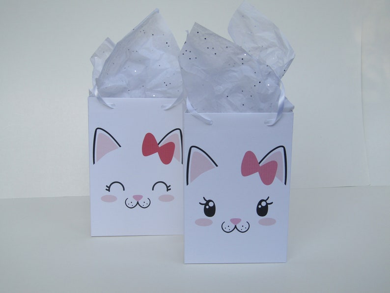 10 Cat Face Party Favor Bag Cat Treat Bagcat Girls Birthday Etsy