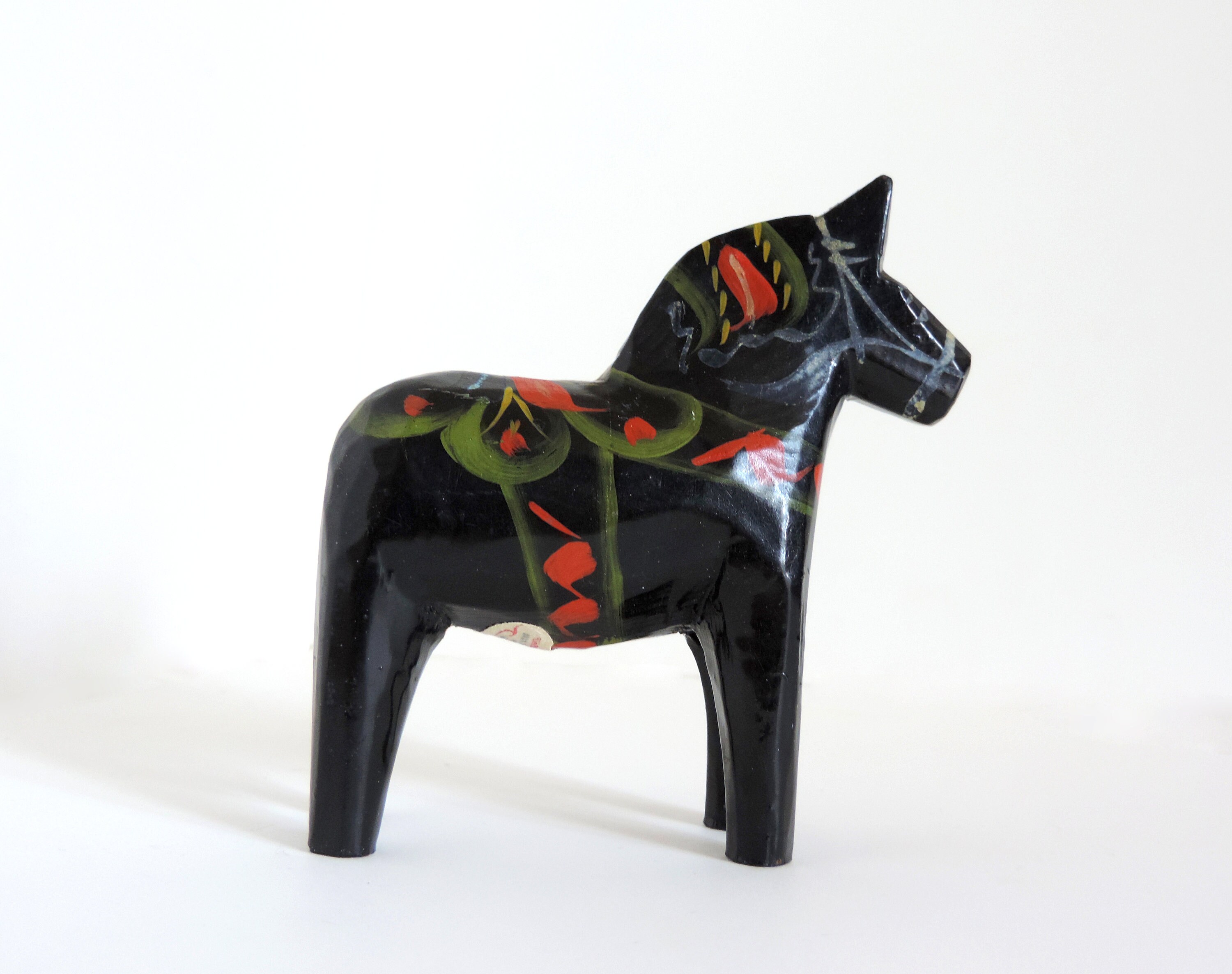 Traditional Wooden Swedish Dala Horse Black 4/" 10cm