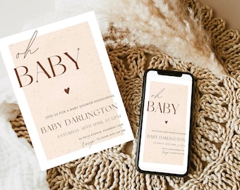 DIY Custom Baby Shower E-Invitation | Invitation DIGITAL FILE | Gender Neutral Baby Shower | Minimalist Baby Shower Invite