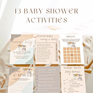 Digital Product // Colourful | Neutral Baby Shower Games | Gender Neutral Shower Bundle | Minimalist Baby Shower | Neutral Baby Shower Games