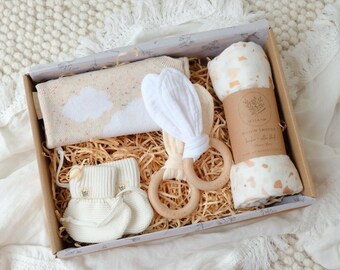 Arlo Baby Gift Box, Baby Shower Gift Box, Newborn Gift Box, Welcome Baby Gift Set, Neutralny prezent dla dziecka, Prezent dla dziewczynki