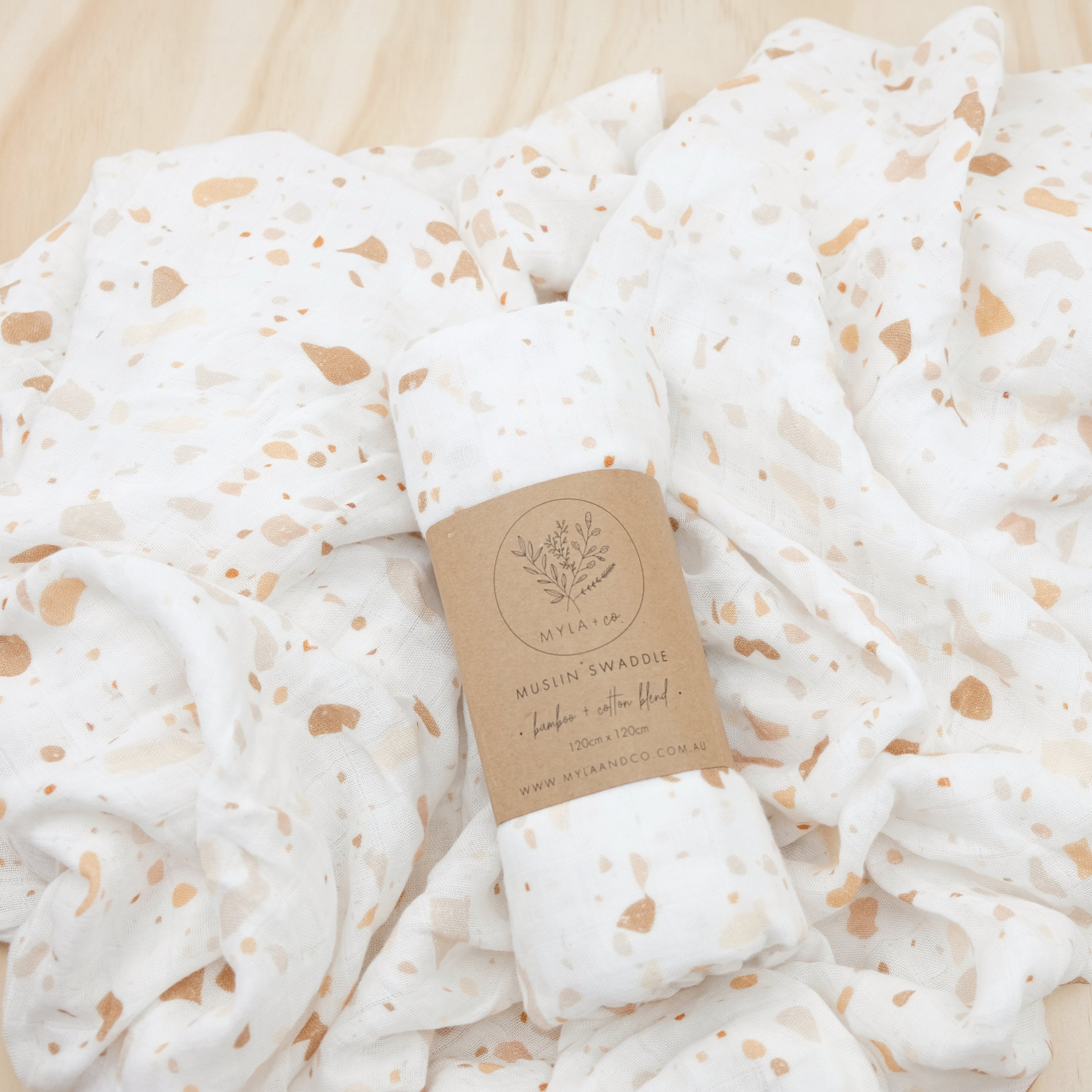 Terrazzo Swaddle, Coperta Swaddle in mussola, 100% cotone organico e coperta per bambini in bambù, Avvolgimento in mussola, Fasciatura in mussola, Fasciatura per bambini neutra