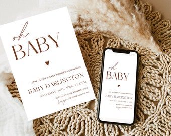 DIY Custom Baby Shower E-Invitation | Invitation DIGITAL FILE | Gender Neutral Baby Shower | Minimalist Baby Shower Invite