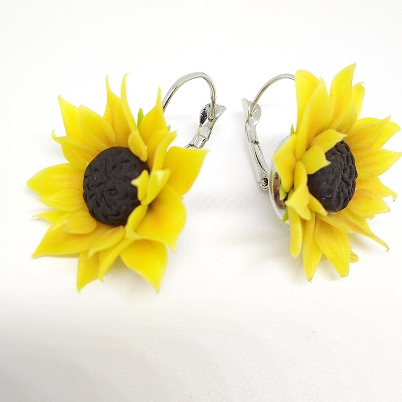 Sunflower earrings stud Flower earrings Polymer clay Gift Etsy