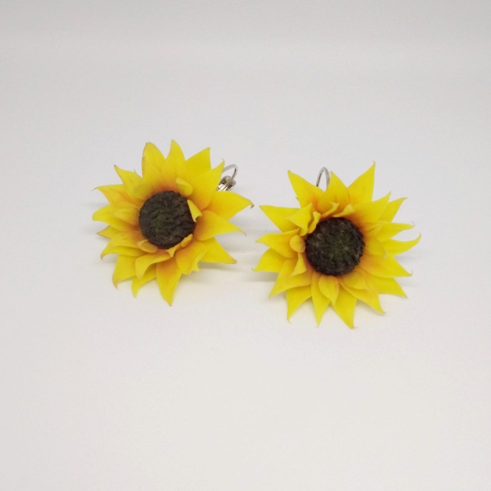 Sunflower earrings Botanical earrings Real flower earrings Etsy