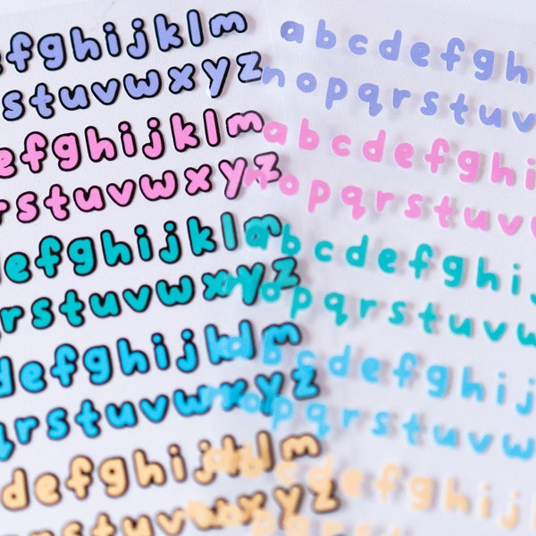 Adorables lettres de l'alphabet manuscrites pastel - finition scintillante par mintymentaiko Stickers Bullet Journal, Stickers Agenda, Stickers Polco