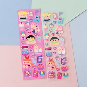 Girlies Vibe Powerpuff Girls Deco Journal Sticker Bogen von mintymentaiko Bullet Journal Aufkleber, Planer Aufkleber, Notizbuch Aufkleber