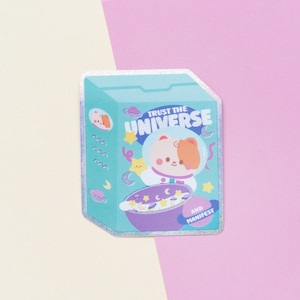 Adhesivo holográfico resistente al agua Trust The Universe Cereal de mintymentaiko