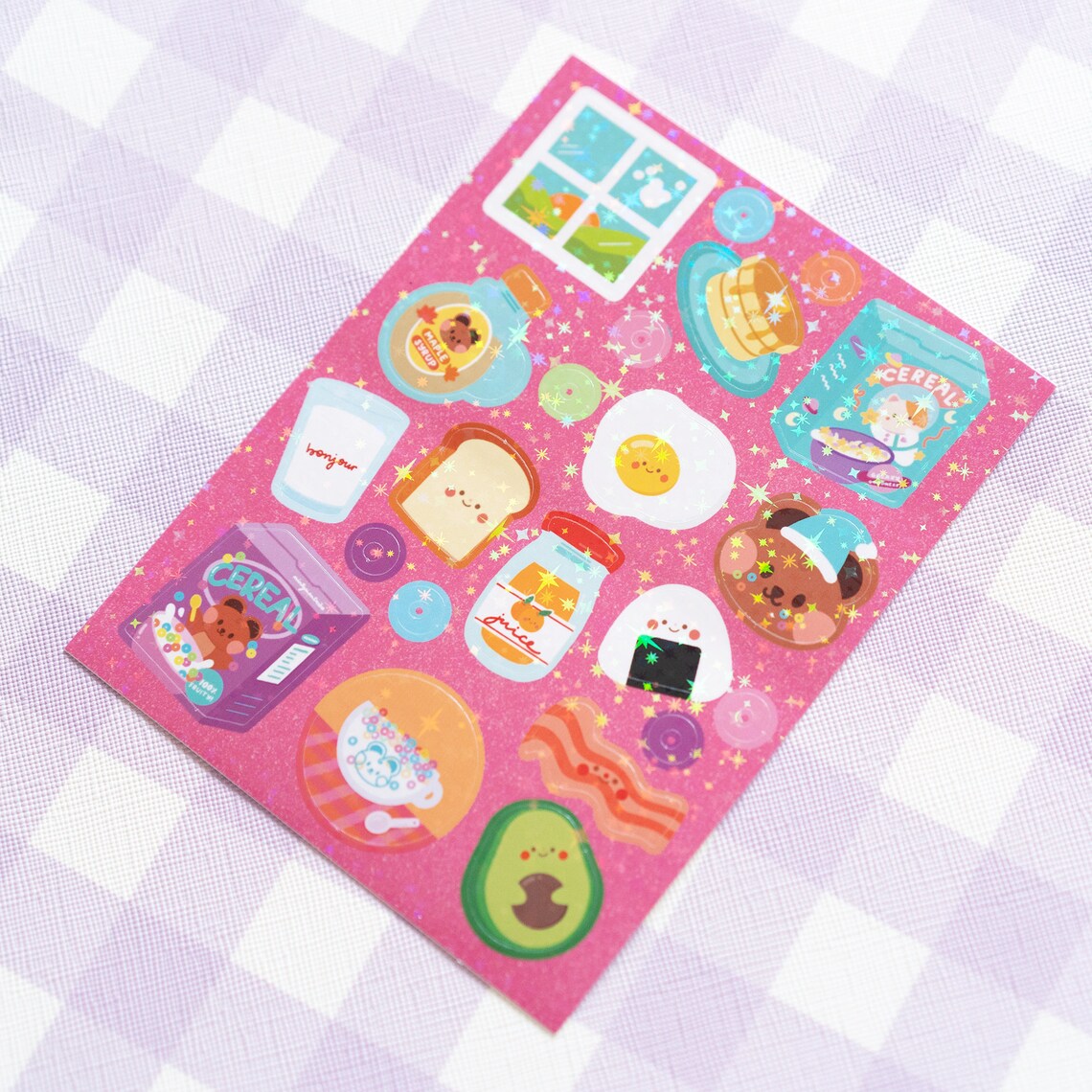 Desayuno temática Holographic Sparkle KissCut Sticker Sheet Etsy