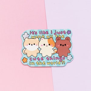 Pegatinas impermeables con acabado holográfico Cute Things de mintymentaiko